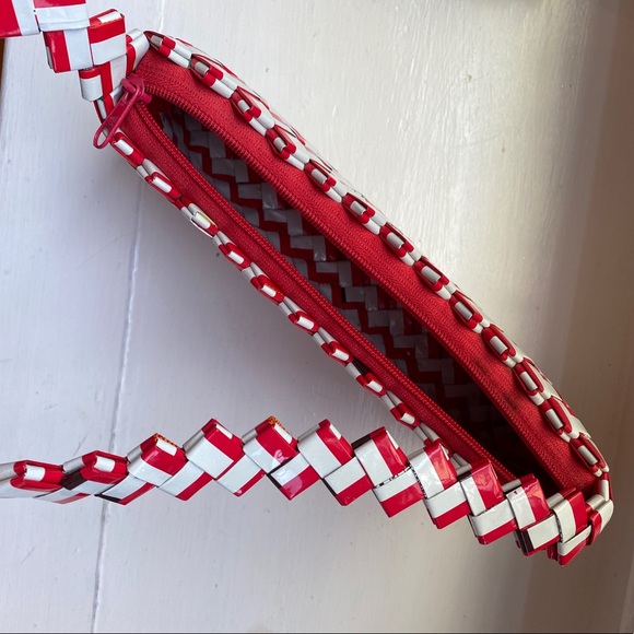 Red and White Recycled Candy Wrapper Purse - Picture 2 of 3